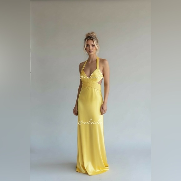 bcbg long yellow dress BCBGMAXAZRIA Handkerchief Midi Dress In Goldenglow in Goldenglow
